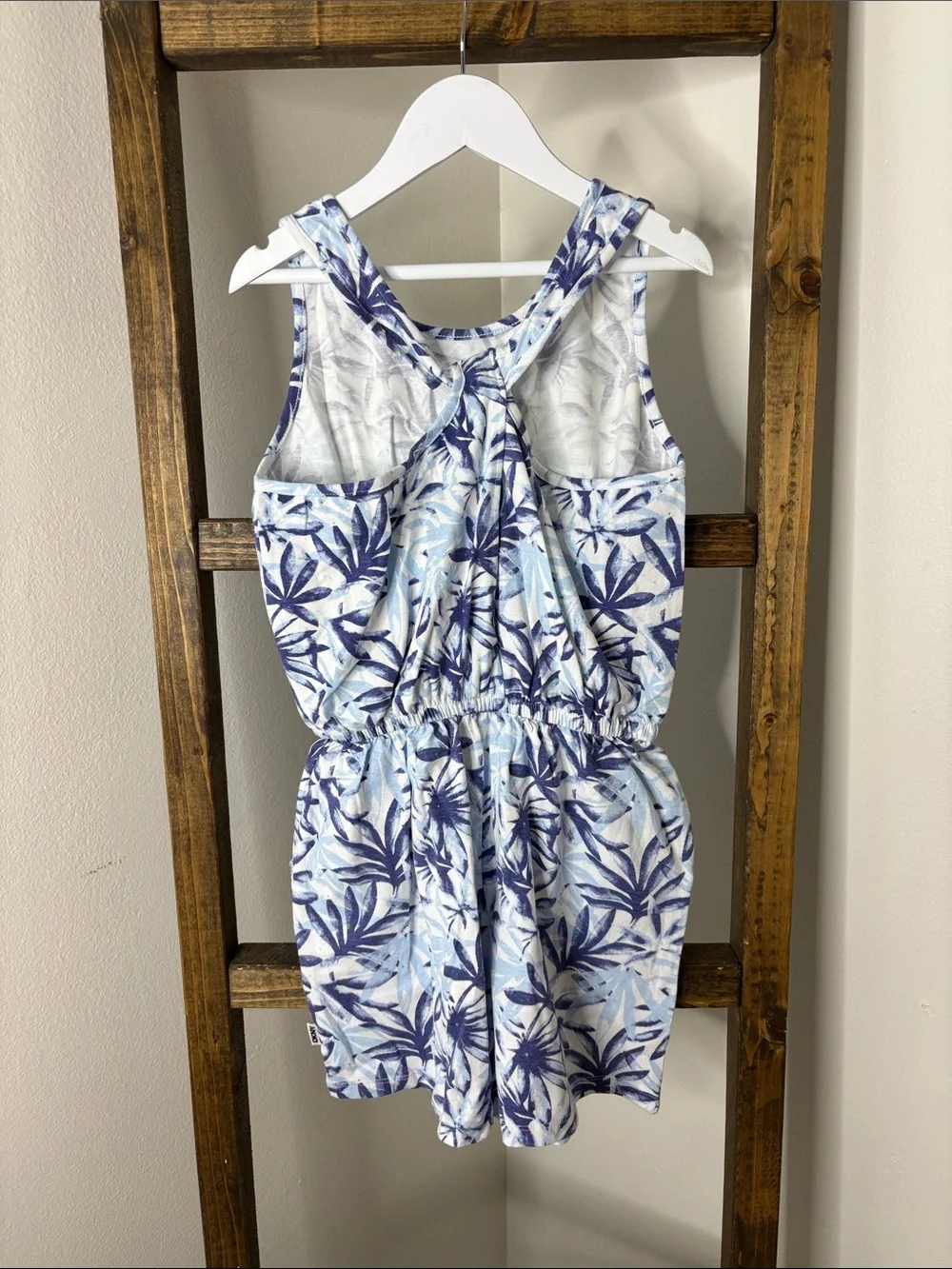DKNY Girls Blue and White Floral Romper Size M